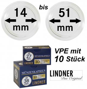   LINDNER Münzkapseln     14-51 mm VPE 10 Stück