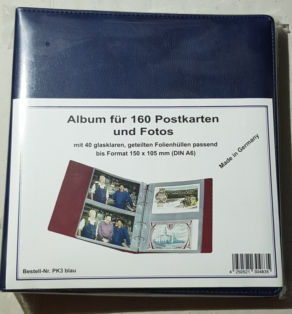 Album für 80-160 Postkarten Ansichtskarten Fotos KOBRA PK3 BLAU