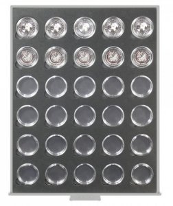  Münzbox Standard 34 mm 5 Euro in Kapsel Black-Samt Lindner S2533-2K