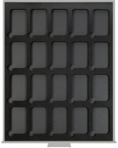  Münzbox Standard 34 x 54 mm FÜR eckige Kapseln Black-Samt Lindner S2533-4