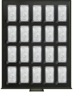  Münzbox Rauchglas 34 x 54 mm MIT eckigen Kapseln Black-Samt Lindner S2933-4K