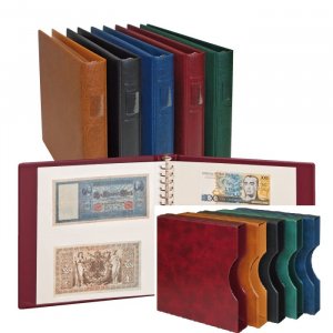 Banknoten Ringbinder mit 20 Blatt weiß + Kassette Lindner 2810-814-