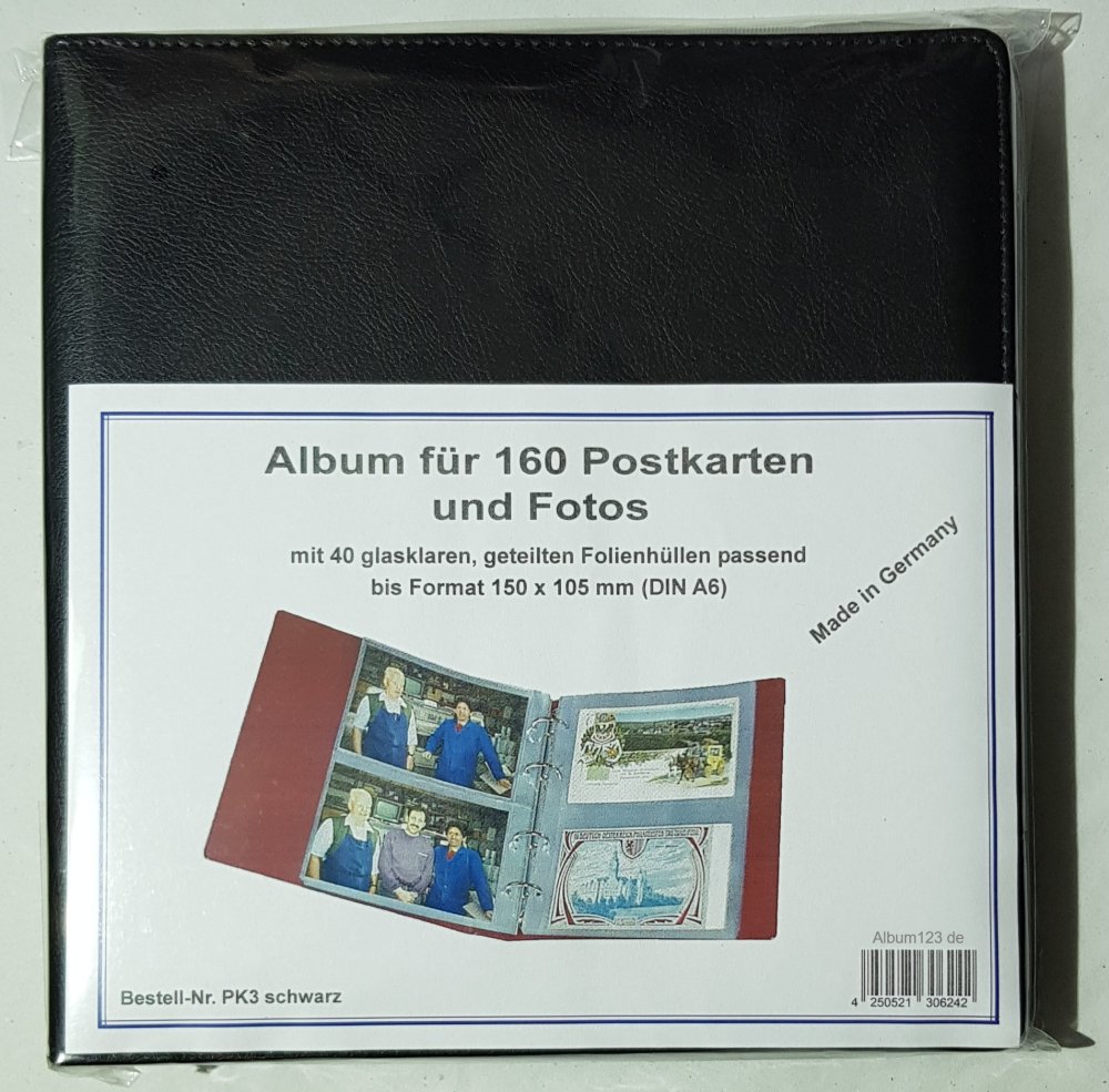 Album für 80-160 Postkarten Ansichtskarten KOBRA PK3 SCHWARZ